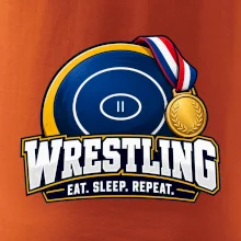 Zápasnická žíněnka se zlatou medailí eat sleep wrestling  repeat
