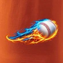 Letící baseballový míček v plamenech