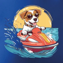 Jack russell teriér na vodnom skútri