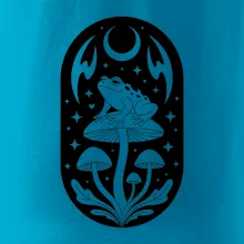 Goblincore čiernobiela oválna žaba