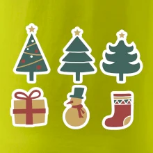 Vianočná sada - stromčeky a darčeky