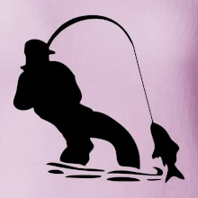 Rybár ťahajúce rybu