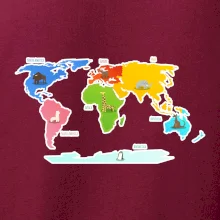 Svetové kontinenty s názvami a zvieratkami