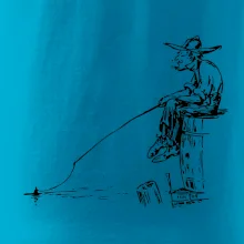 Kreslený rybár na pni