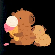 Kapybara so zmrzlinou