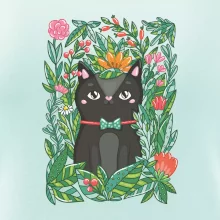 Mačka s kvetmi maľované