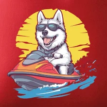 Husky na vodnom skútri