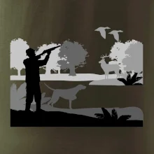 Lovec a stavač v lese