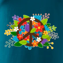 Peace symbol prerastený kvetinami