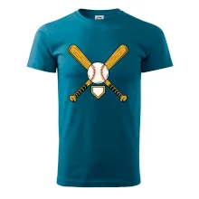 Zkřížené baseballové pálky a míček