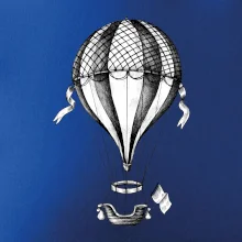 Teplovzdušný balón kreslený