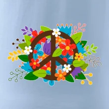Peace symbol prerastený kvetinami
