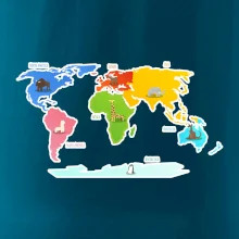 Svetové kontinenty s názvami a zvieratkami