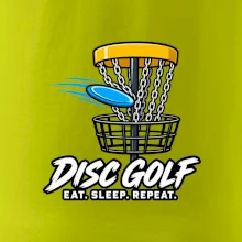 Discgolfový kôš s letiacim diskom eat sleep repeat