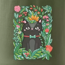 Mačka s kvetmi maľované