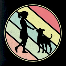 Retro kruh - dievča cvičí psa