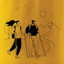 Kreslený pár na výlete