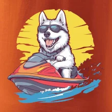 Husky na vodnom skútri