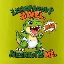 Listopadový živel zelený dinosaurus rex v plence