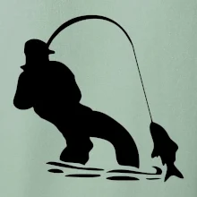 Rybár ťahajúce rybu