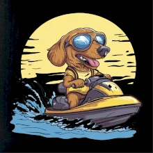 Jazvečík na vodnom skútri