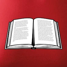 Kniha čiernobiela otvorená s textom