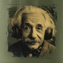 Albert Einstein so slúchadlami Albert Einstein so slúchadlami