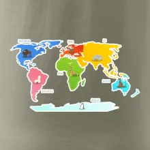 Svetové kontinenty s názvami a zvieratkami