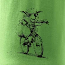 Ovce s okuliarmi na bicykli