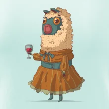 Alpaka s vínom žena Alpaka s vínom žena