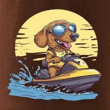 Jazvečík na vodnom skútri