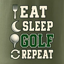Eat sleep golf repeat typografie