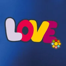 Love nápis s kvetinou