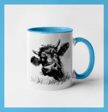 Čiernobiela karikatúra čierna krava hlava