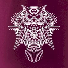 Steampunk sova čiernobiela