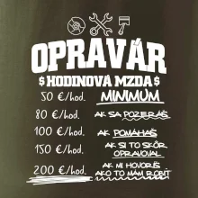 Hodinová mzda - opravár