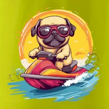 Mops na vodnom skútri