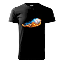 Letící baseballový míček v plamenech