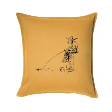 Kreslený rybár na pni