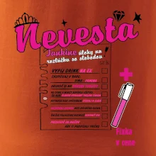 Tričko na rozlúčku s úlohami na chrbte + nápis nevesta