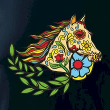 Kôň farebný s listami Kôň farebný s listami