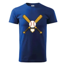 Zkřížené baseballové pálky a míček