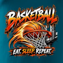 Basketbalový kôš s loptou eat sleep repeat