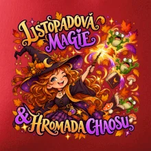 Listopadová čarodějka kouzlí podzimní žáby