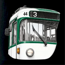 Detail čela T3R SLF tečkovaná perokresba