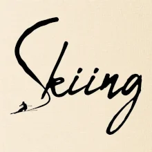 Skiing nápis lyžiar