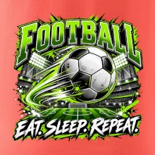 Futbalová lopta a štadión eat sleep repeat