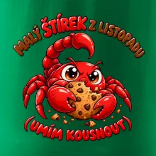 Malý listopadový štírek chrání čokoládovou sušenku