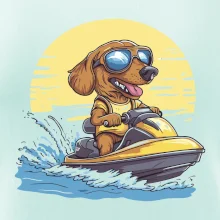 Jazvečík na vodnom skútri