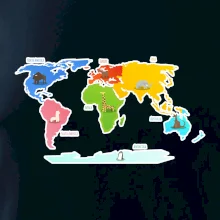 Svetové kontinenty s názvami a zvieratkami